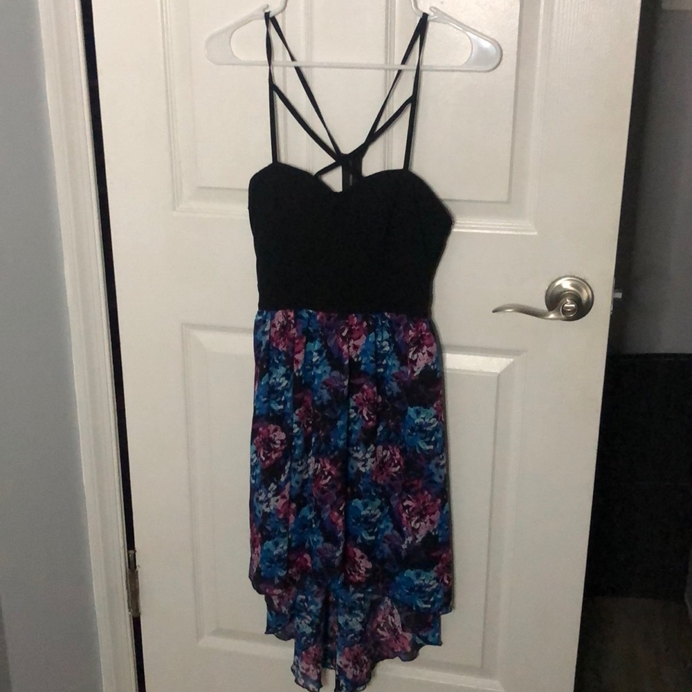 A beautiful blue pink and purple dress